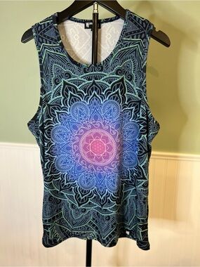 Like New- Mens Hoodie Lab Blue & Purple Mandala Love Muscle Tank- Size S